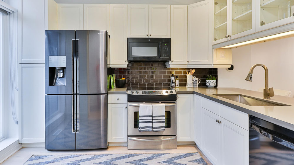 A kitchen with stainless steel appliances